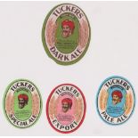 Beer labels, Isaac Tucker & Co, Gateshead, 4 vertical oval labels, Dark Ale (bottom corner edge