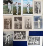 Cricket postcards, a collection of 12 postcards, mostly printed inc. Wrench Series b/w cards for