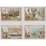 Trade cards, Liebig, Fishing II, ref S599, 3 different sets, German, Italian & Belgium issues (