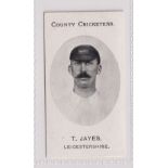 Cigarette card, Taddy, County Cricketers, Leicestershire, type card, T. Jayes (vg) (1)