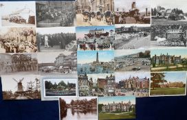 Postcards, selection, 22 cards, RP's & printed inc. street scene King's procession for Royal Show at