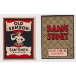 Beer labels, Samuel Smith, Tadcaster, 2 vertical rectangular labels for Old Samson & Sam's Stout (