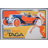 Postcard, Advertising, Ford Taga, French art deco style by Aigle (gd) (1)