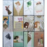 Postcards, Kirchner, a selection of 11 Art Nouveau glamour cards and 1 other, illustrated by Raphael