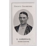 Cigarette card, Taddy, County Cricketers, Warwickshire, type card, S. Hargreave (gd/vg) (1)