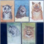 Postcards, Wain, a selection of 5 anthropomorphic illustrated portrait style cards of cats by