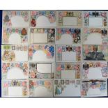 Postcards, Stamp Cards, a collection of approx. 34 stamp cards with many embossed published by