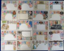 Postcards, Stamp Cards, a collection of approx. 34 stamp cards with many embossed published by