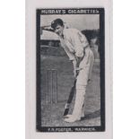 Cigarette card, Murray's, Cricketers, Series H (Black front), type card, F.R. Foster, Warwick (