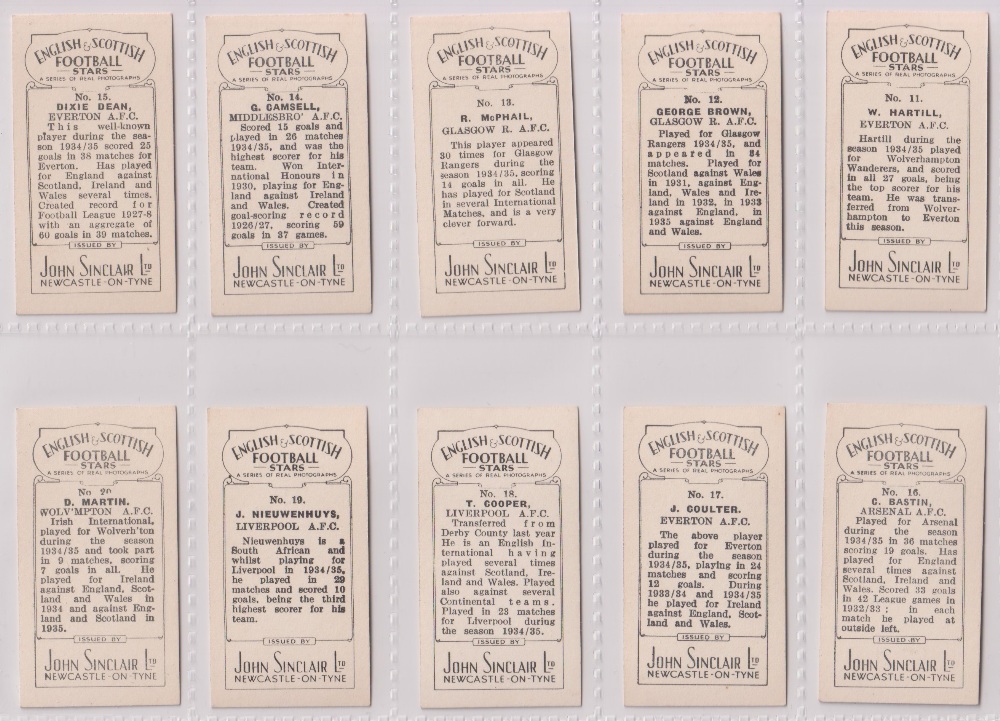 Cigarette cards, John Sinclair, English & Scottish Football Stars, (set, 50 cards) (gd/vg) - Image 2 of 2