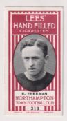 Cigarette card, Lees, Northampton Town Football Club, type card no 313, E Freeman (vg) (1)