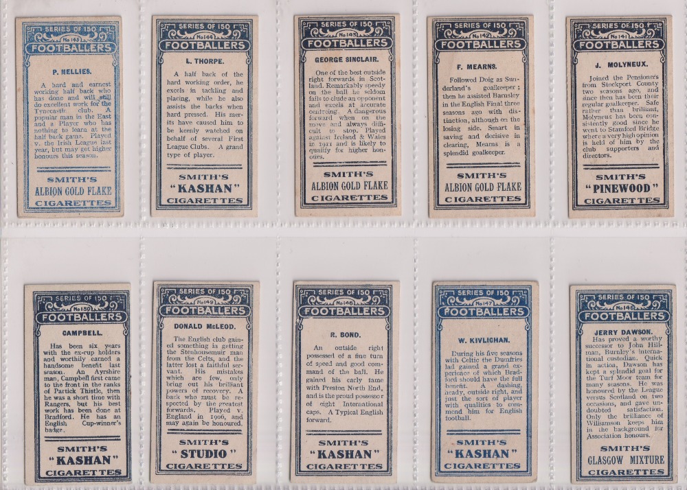 Cigarette cards, Smith's, Footballers (Titled , mixed dark & light blue backs) inc. Meredith, - Image 30 of 30