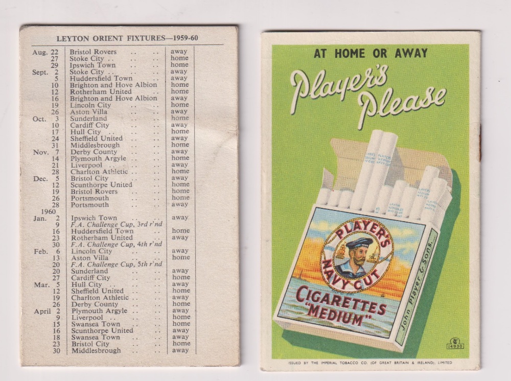 Tobacco issues, Player's Football Fixture Cards, 2 different, both for London Clubs, 1952/53 & 59/60 - Image 2 of 2