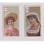 Cigarette cards, Richmond Cavendish, Beauties (playing card inset), two cards 8C & 9C (gd/vg) (2)