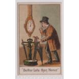 Cigarette card, Alberge & Bromet, Proverbs, type card, 'Better Late Than Never' (vg) (1)
