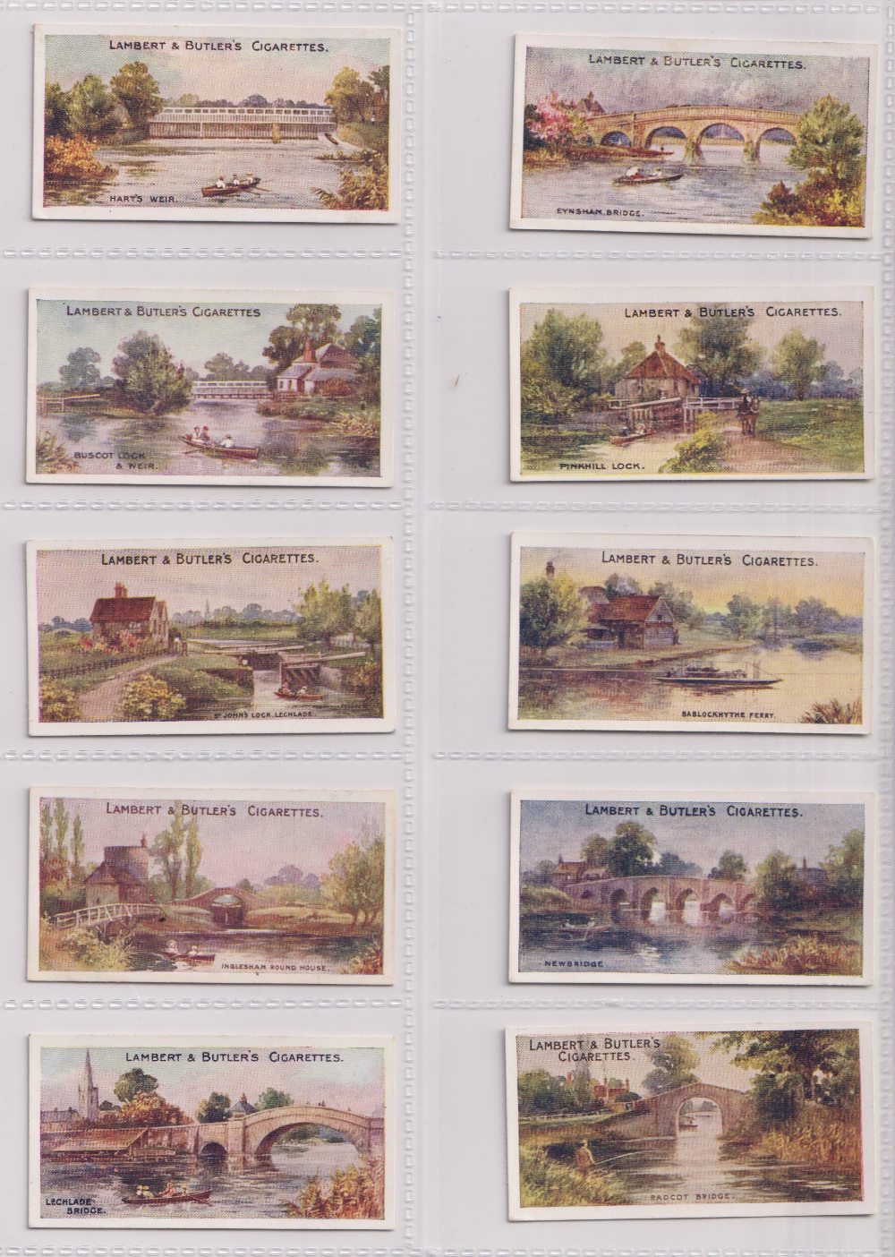 Cigarette cards, Lambert & Butler, The Thames from Lechlade to London (set, 50 cards, mixed