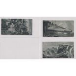 Trade cards, John Rothwell, Great War Scenes, three cards, Four Soldiers with Field Gun,