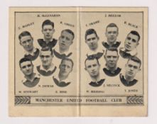 Trade card, Barratt's, Football Team Folders, type card, Manchester United, Division 2 (1933) (a few