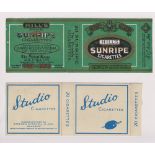 Cigarette packets, 2 flat hulls both for 20 cigarettes, Hill's Special Sunripe Cigarettes &