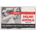 Trade issue, Lever Bros, The Lifebuoy Booklet of the Test Series England v Australia 1962/63 (vg)
