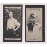 Cigarette cards, J & F Bell Ltd, Footballers, 2 cards, no 3, G O Smith & no 5 W J Oakley (gd)