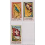 Cigarette cards, USA, C. Buechel & Co, Flags of Nations, three type cards, China (gd), Denmark (