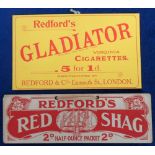 Tobacco advertising, Redford's, 2 card shop-display signs, one for Redford's Gladiator Cigarettes,