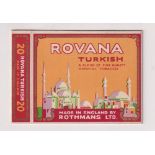 Cigarette packet, Rothman's, flat hull for 20 cigarettes for 'Rovana Turkish' brand (gd/vg) (1)
