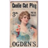 Tobacco advertising, Ogden's, shop display card, mounted on board, advertising Ogden's Coolie Cut