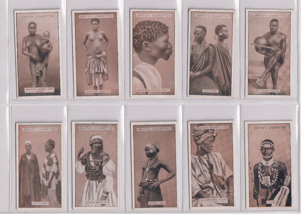 Cigarette cards, Anstie, People of Europe (set, 50 cards) & People of Africa (47/50, missing nos