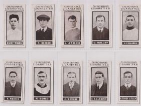 Cigarette cards, Churchman's, Footballer's (Brown), (30/50 missing nos 1, 2, 3, 4, 7, 9, 12, 16, 18,