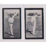 Cigarette cards, Smith's, Champions of Sport (Blue Back), Cricket, two cards, Hirst & Rhodes, both