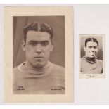 Cigarette card & trade card, Dixie Dean, Everton, two cards, United Services Manufacturing Co