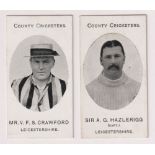 Cigarette cards, Taddy, County Cricketers, 2 cards, Mr V F S Crawford (vg) & Sir A G Hazlerigg (gd),