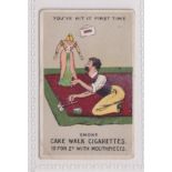 Cigarette card, M. Pezaro & Son, Song Titles Illustrated, type card, 'You've Hit It First Time' (one