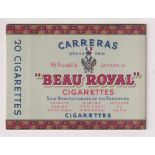 Cigarette packet, Carreras, hull for 20 cigarettes 'Beau Royal Cigarettes' (vg) (1)