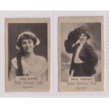 Cigarette card, John Sinclair, Actresses, two type cards, Dora Barton (2 different) (gd/vg) (2)