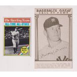 Trade cards, USA, Baseball, Exhibits, 1977 Baseball's Great Hall of Fame Series, Mickey Mantle card,