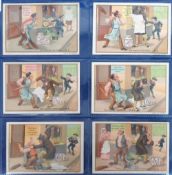 Trade Cards, Liebig, An Unfortunate Mistake ref. S376, French edition (set, 6 cards) (gd, one