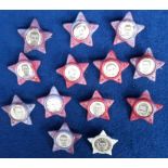 Trade issues, Star Badges, a collection of 13 plastic, star shaped Football badges each with