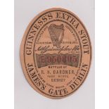 Beer label, Guinness's Extra Stout, bottled by R H Gardner, Guernsey, c1898, E950805, vertical