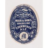 Beer label, James Muir & Sons Ltd, Sparkling Edinburgh Ale (for export to New York), circa early