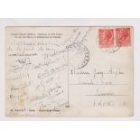 Autographs, Skiing, scarce postcard of Cervina signed to reverse by 19 members of the French team of