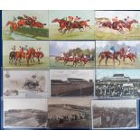 Horse Racing postcards, a collection of 21 postcards inc. 3 photographic cards showing Epsom on
