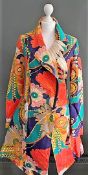 Fashion, a 1970s style psychedelic print long jacket. Approx. size 10/12 (gd)