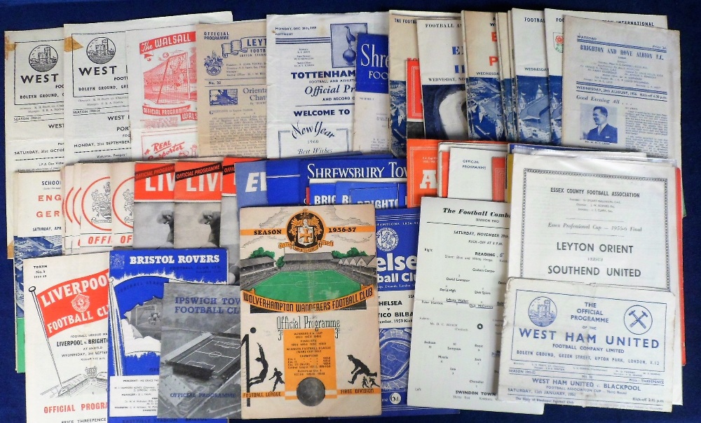 Football programmes, a collection of 70+ 1950/60's programmes including Shrewsbury v Walsall 51/