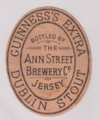 Beer label, Guinness's Extra Dublin Stout, bottled by The Ann Street Brewery Co, Jersey, c1896,