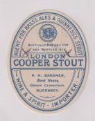 Beer label, London Cooper Stout, a rare c1896 vertical oval, bottled by R H Gardner, Guernsey,