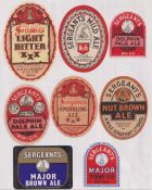 Beer labels, a mixed age selection of 31 labels, A M & E Sergeant, Brigg (9), Shanklin Brewery Co