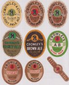 Beer labels, a mixed age selection of 21 labels, Crowley & Co Ltd, Alton (9 inc. stopper),